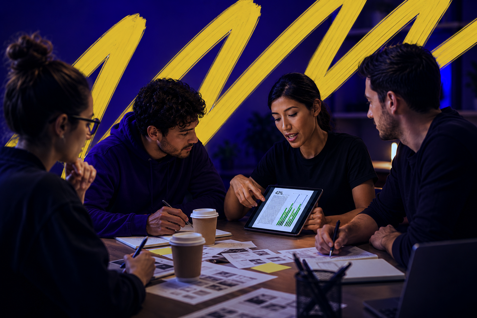 Equipo de VIEWS trabajando en conjunto en una estrategia de contenido